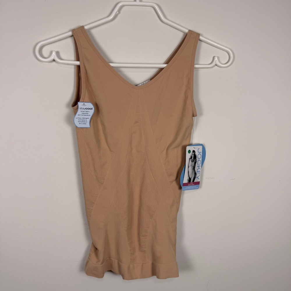 Jockey Staycool Seamfree Shapewear Tank Tan Camisole 7684 Large NWT